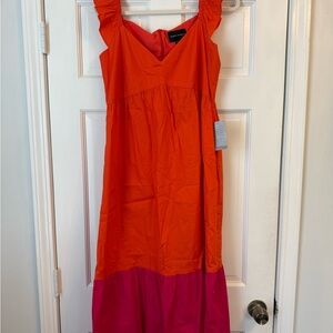 Donna Morgan Orange and Pink Maxi Dress